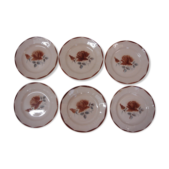 6 Dessert plates, Digoin, Sarreguemines earthenware from 1930/40