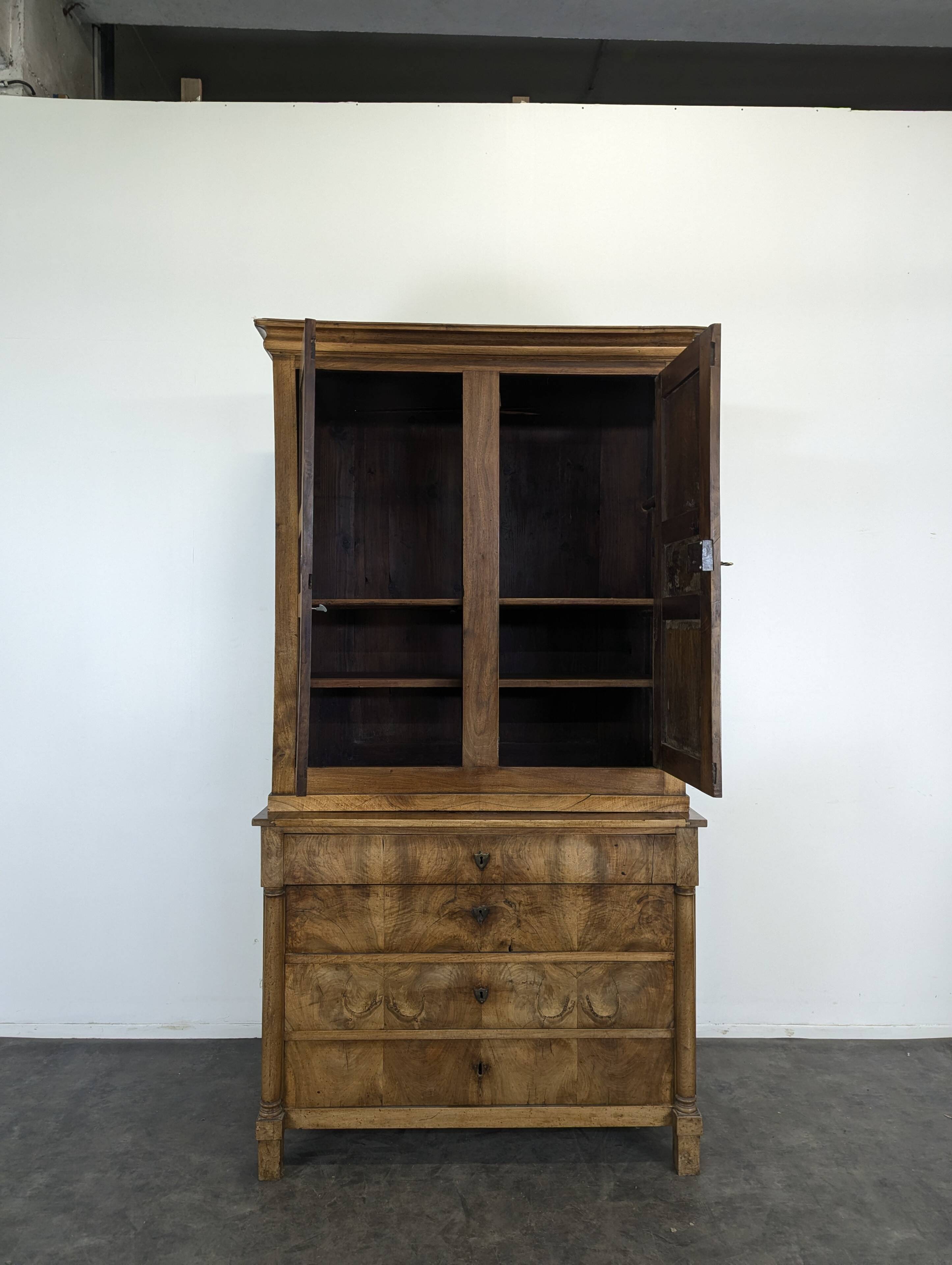 Empire period walnut buffet commode