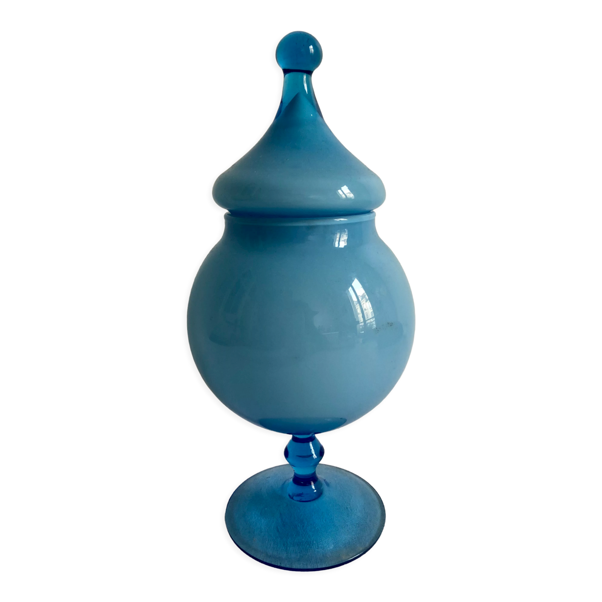 Blue opaline cup, bathroom decoration