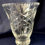 Crystal vase cut daum nancy france flared shape