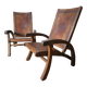 Leather and teak armchairs, by Angel Pazmino, circa 1960.