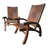 Fauteuils en cuir et teck , Par Angel Pazmino,  Circa 1960