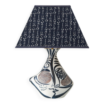 Lampe de table cubiste en céramique style Picasso espagnol Otero Regal