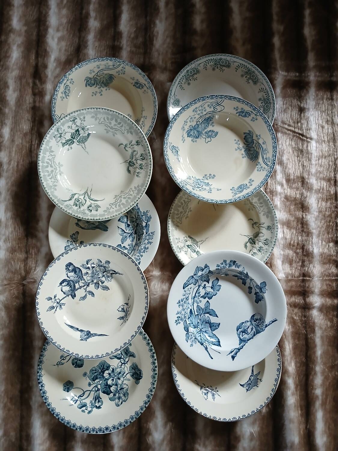 10 antique deep plates in ironstone