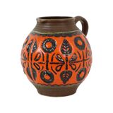 Rare Orange Convex Vase West Germany Pottery Wekara 1850-18