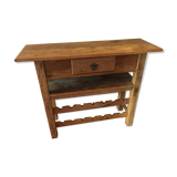 console porte bouteilles en manguier brut