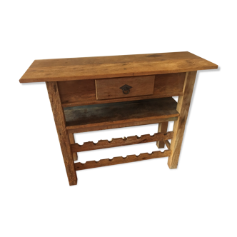 console porte bouteilles en manguier brut