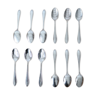 Set of 12 small spoons in silver metal, silver