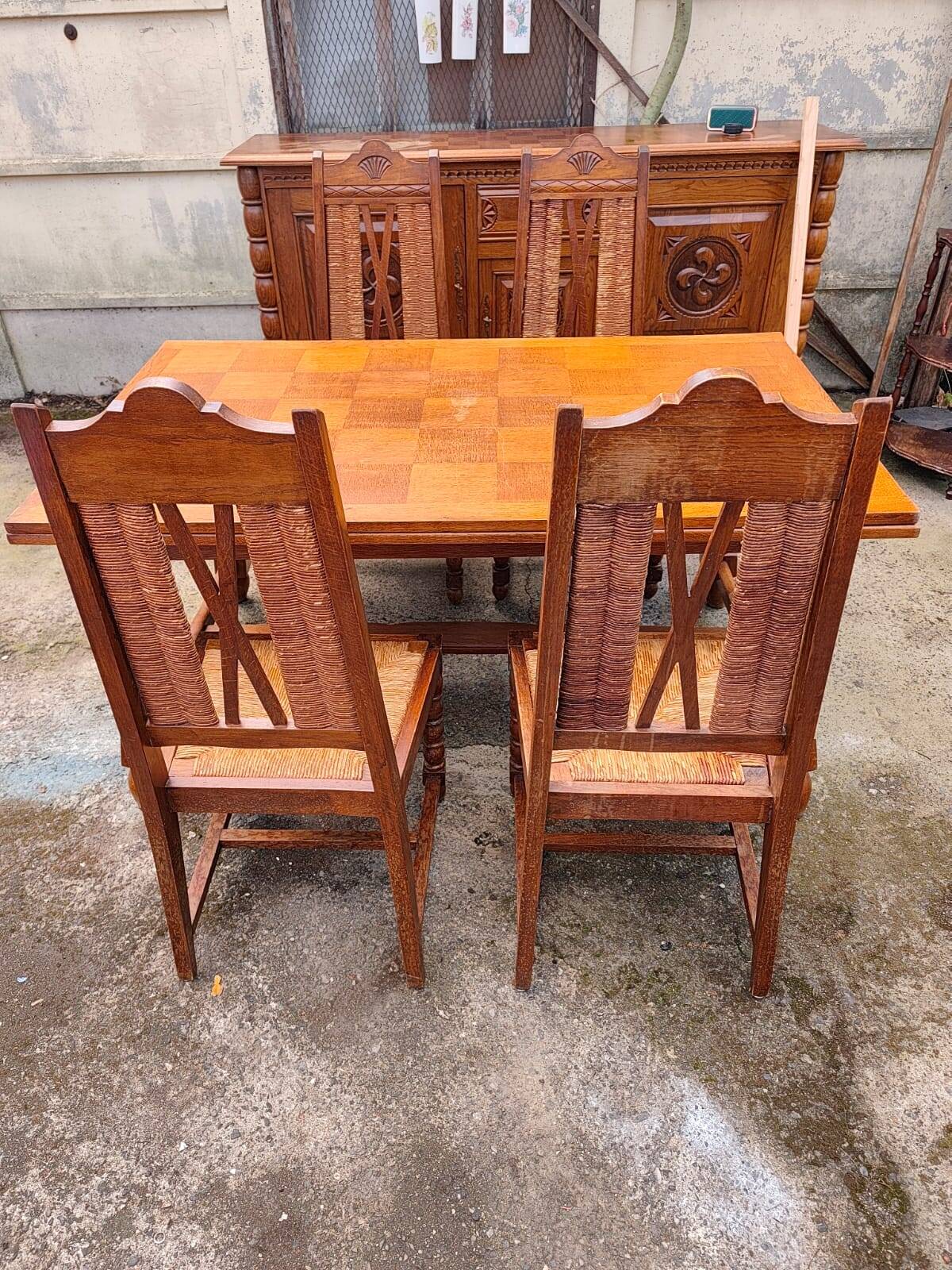 Dining room table and chairs set | Neo-Basque style | Vintage e