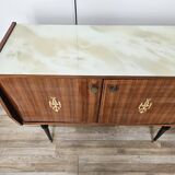 Mid-century 1960s mahogany sideboard with glass top