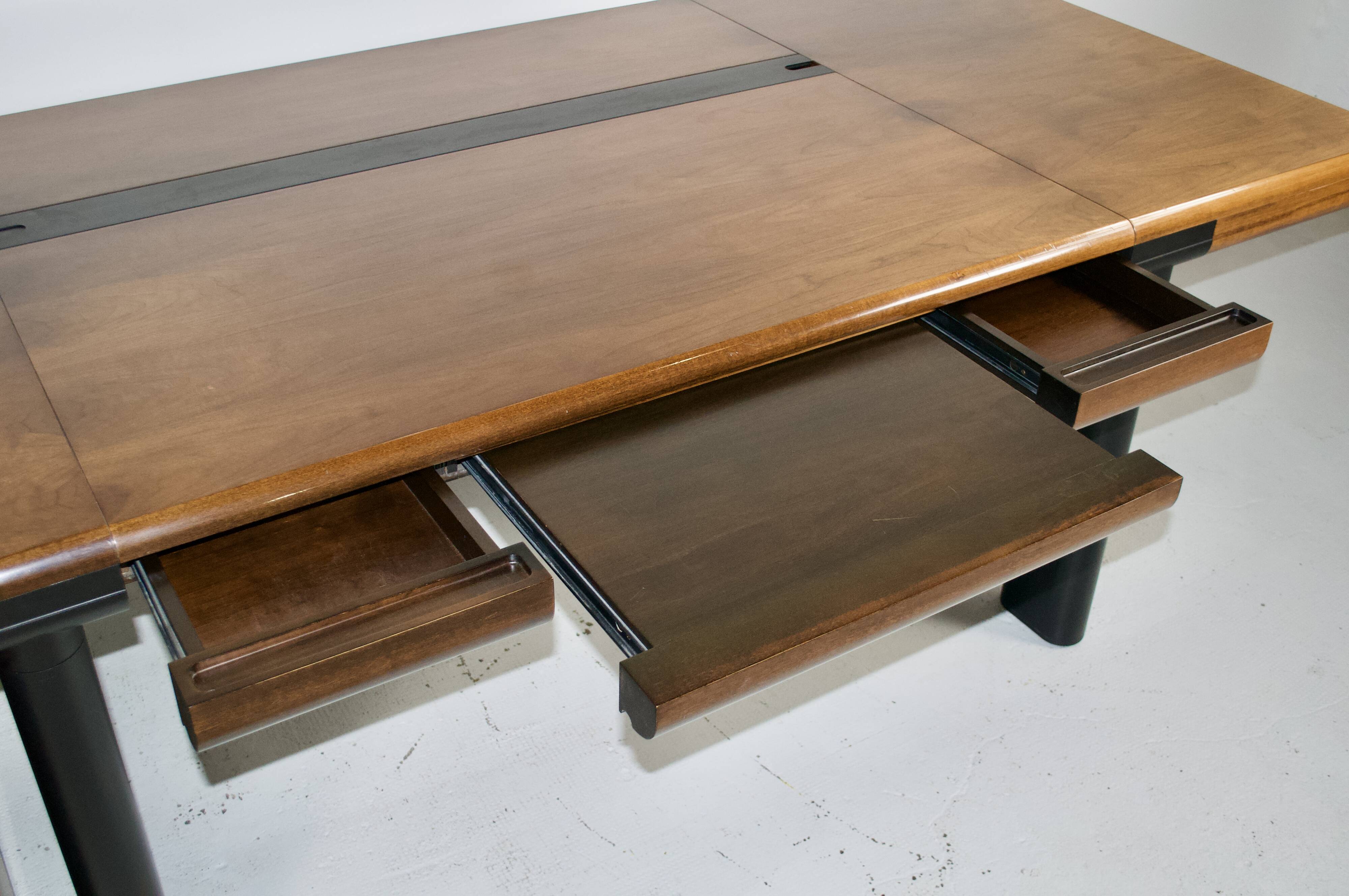 Important walnut executive desk for faram 1957 italy publisher 80's