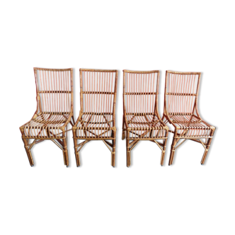 4 vintage wicker and rattan chairs 1970