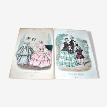 Lot of old fashion engravings 1892 Belle Epoque - Real Fashions Museum of Families 5th year END of 19th century