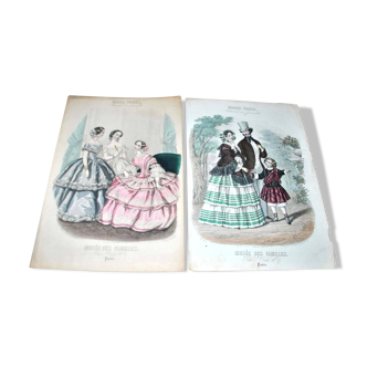 Lot of old fashion engravings 1892 Belle Epoque - Real Fashions Museum of Families 5th year END of 19th century