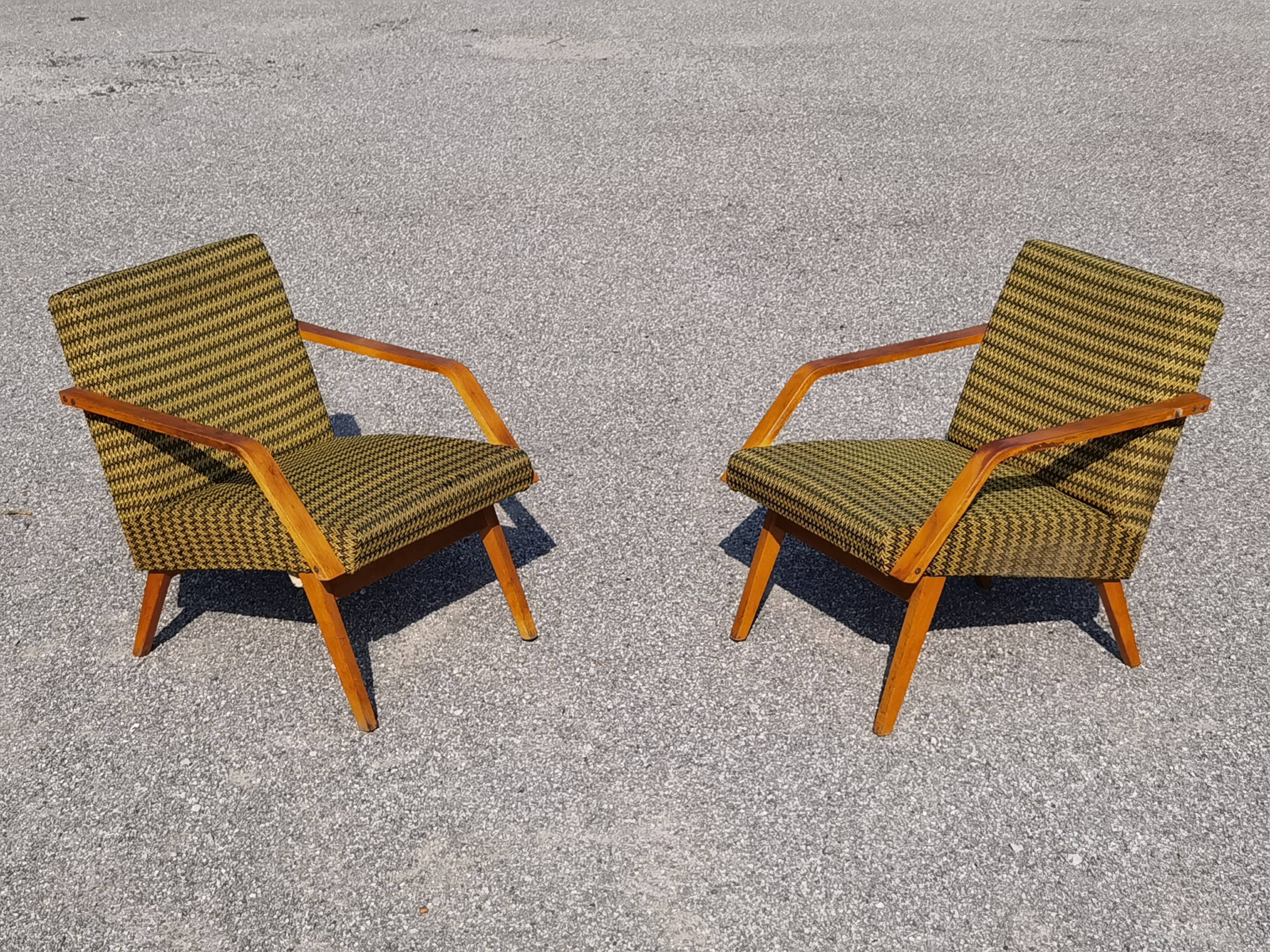 Pair of antique armchair Mier Topolcany green/yellow