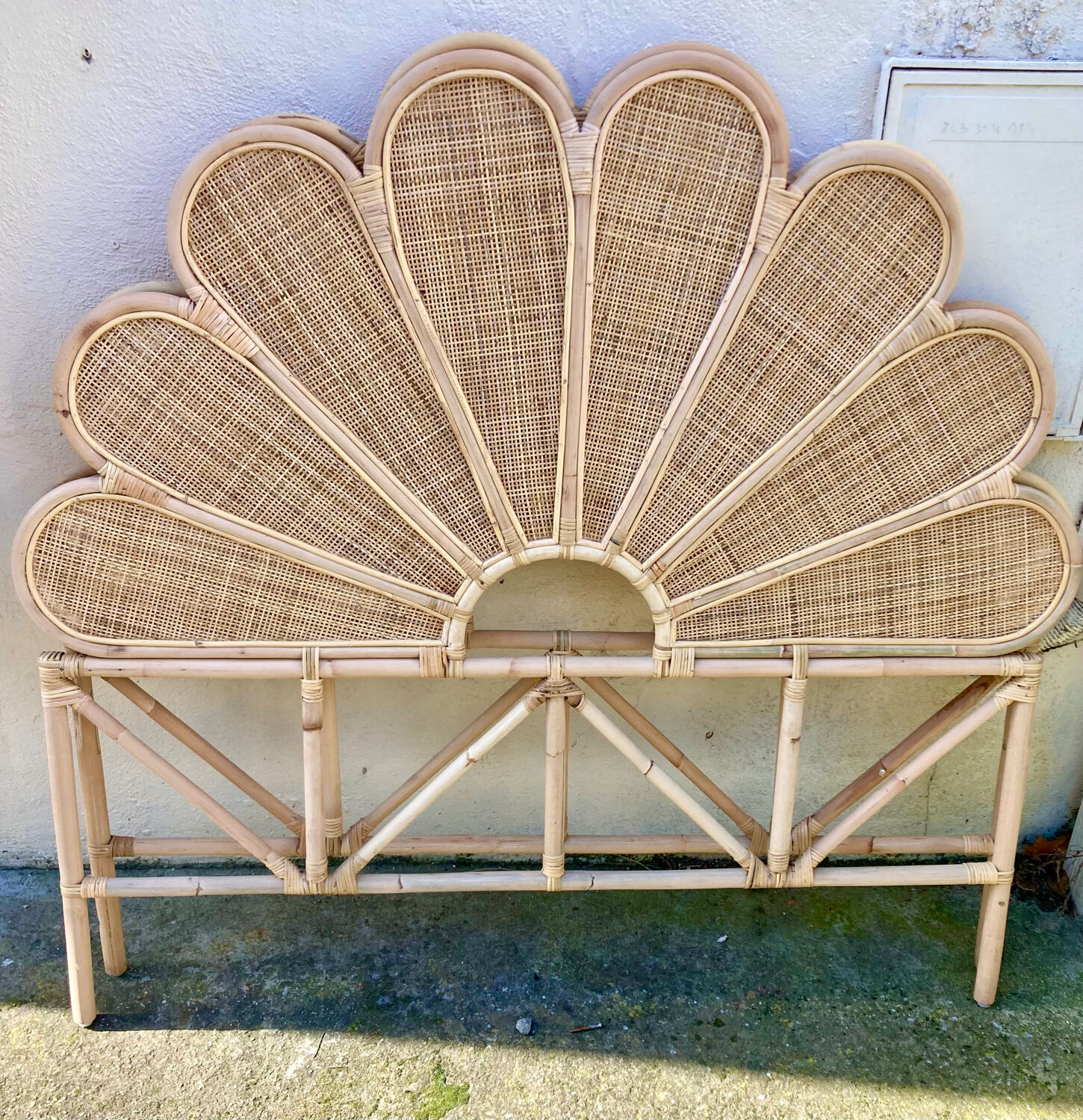 Canage headboard and rattan