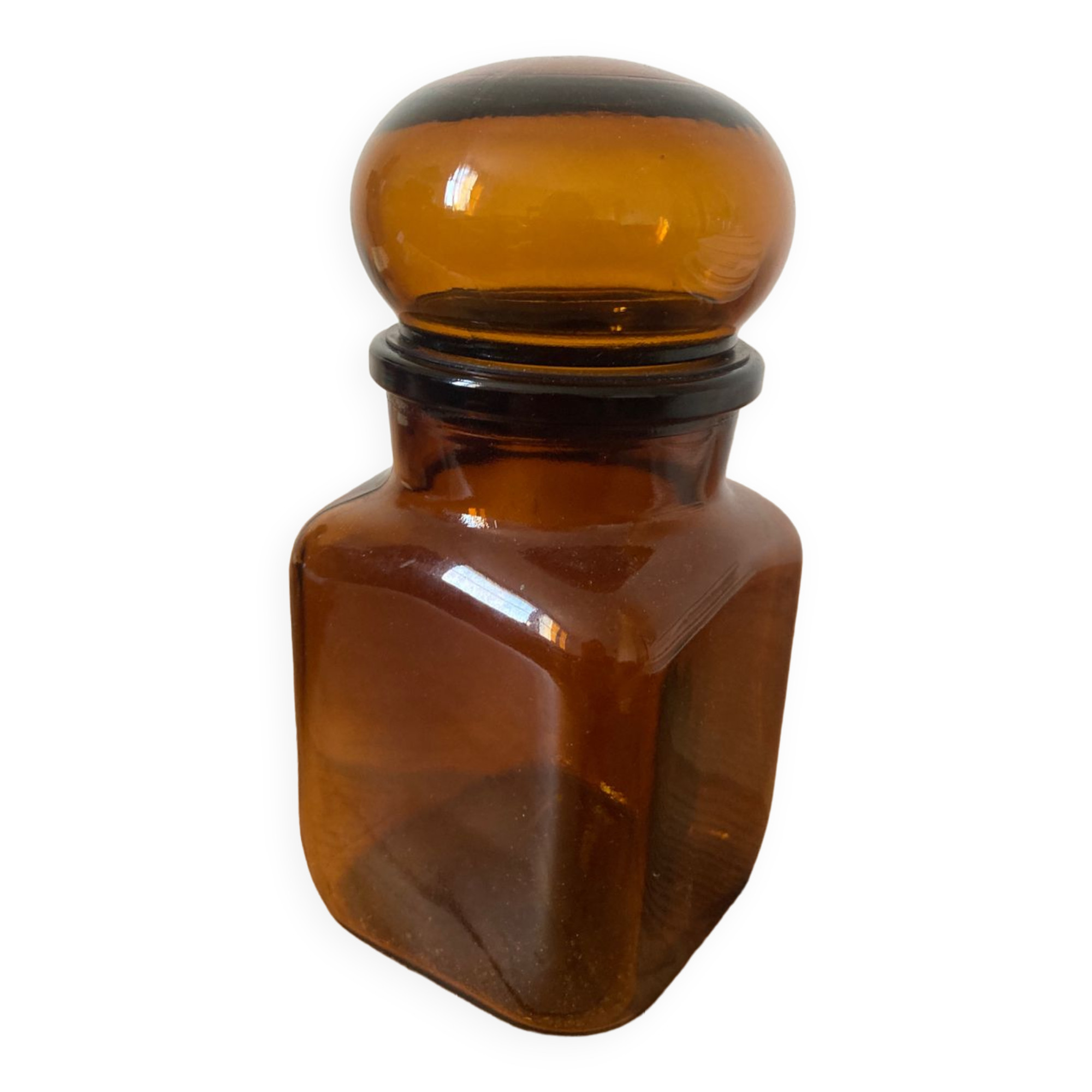 Old apothecary bottle in brown glass / jar