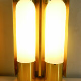 Wall lights brass & glass opal of limburg 1970 s
