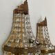 Pair of hot air balloon wall lamps with crystal and brass grapevines