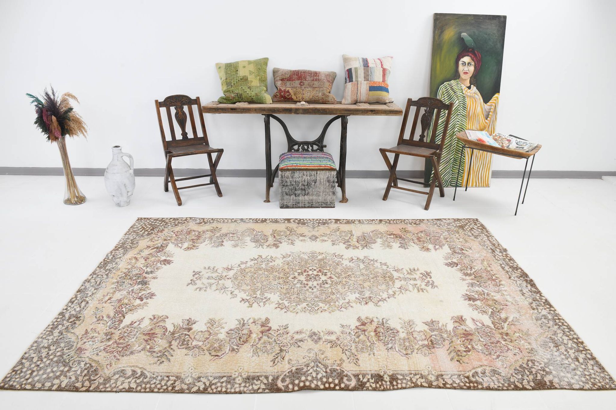 5x9 Rug For Living Room Brown Vintage Rug, 170x272Cm SK 5105