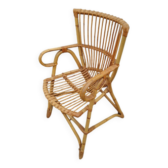 Fauteuil en rotin ancien vintage