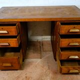 Art Nouveau oak desk and chair