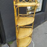 Vintage rattan corner shelf