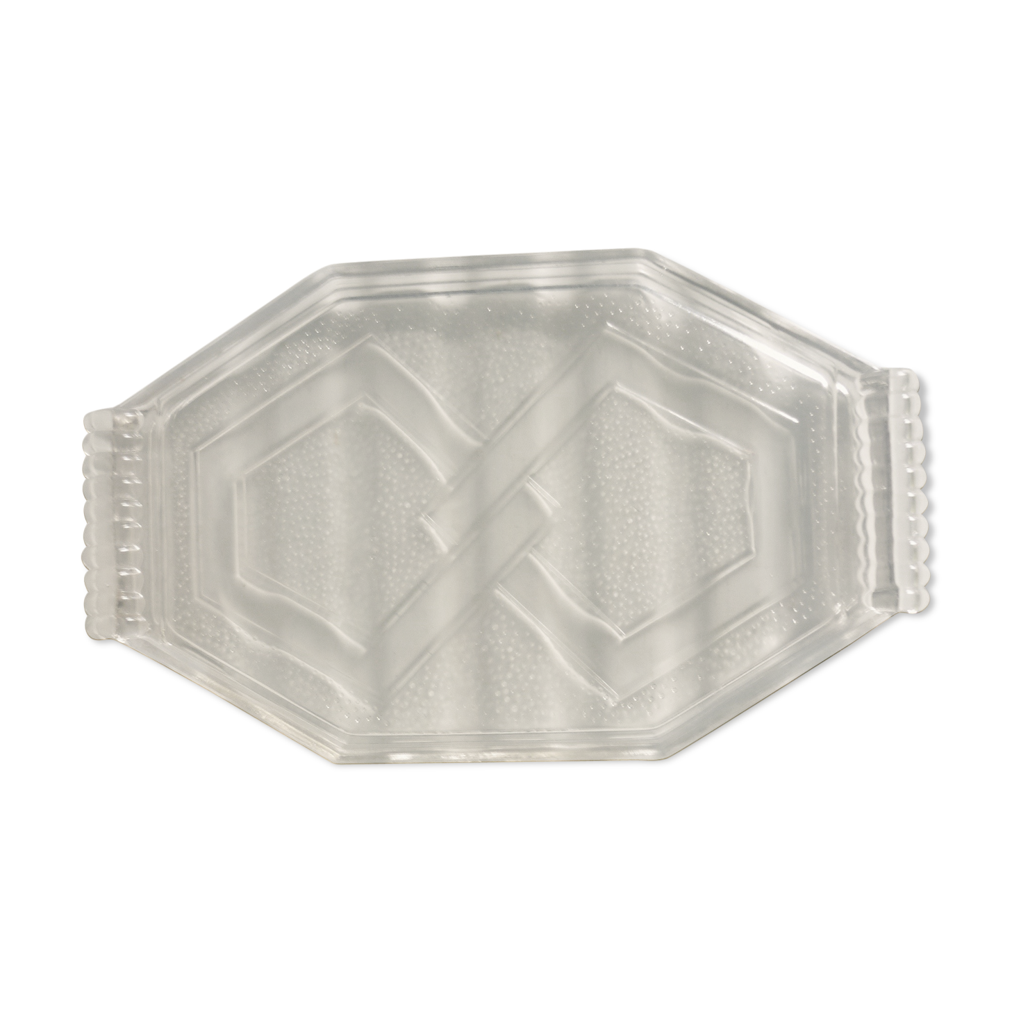Octagonal Art Deco translucent glass tray