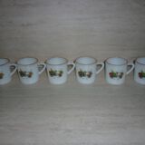Tasses en verre opaline décors OPEL 6 pièces