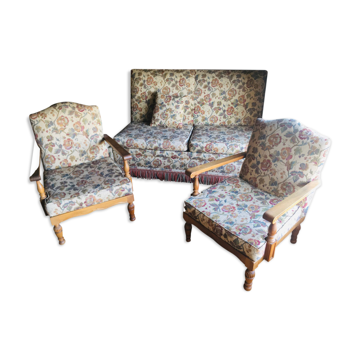 Velvet sofa bed from Genoa and armchairs