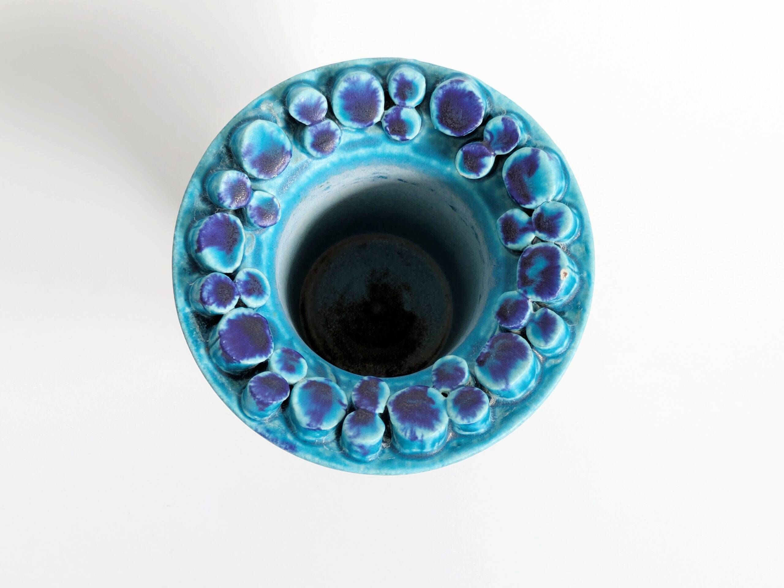 Vintage Ceralux vase by Ceramano, Hans Welling, turquoise blue, 1960s