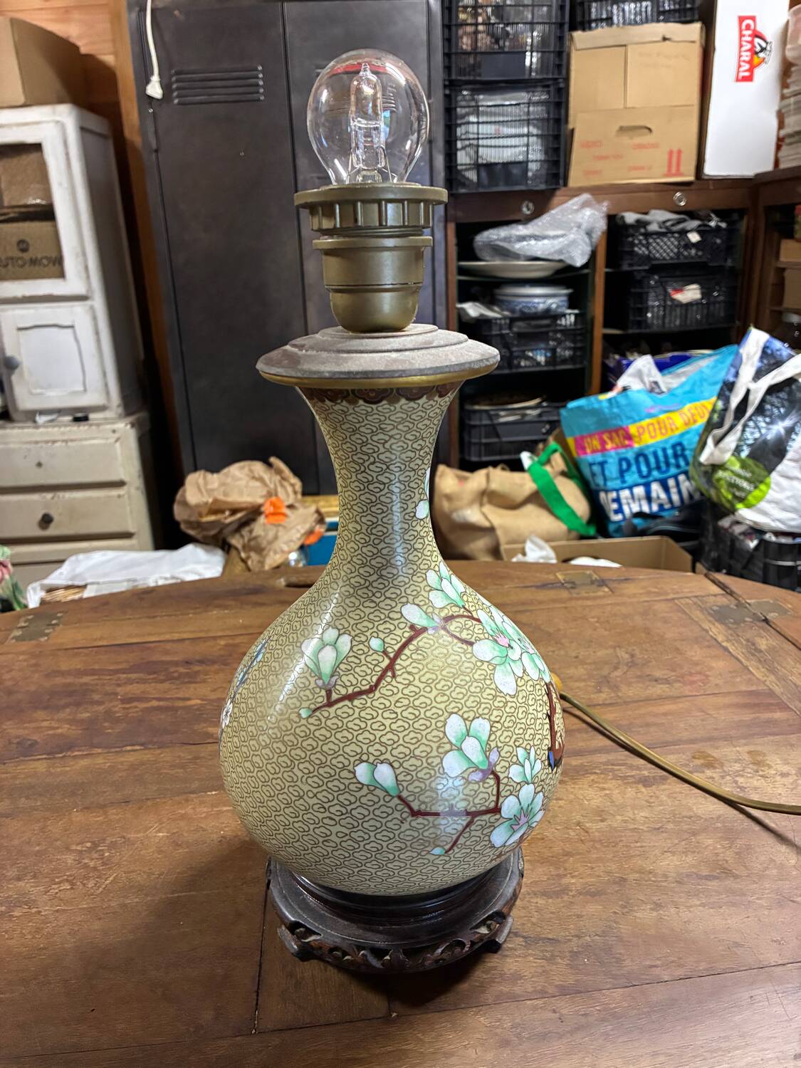 Chinese cloisonné lamp