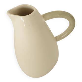 White earthenware pitcher signed KG Lunéville