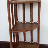 70s rattan corner shelf