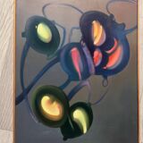 Lucien marduel (1931) yellow red abstraction original modern painting