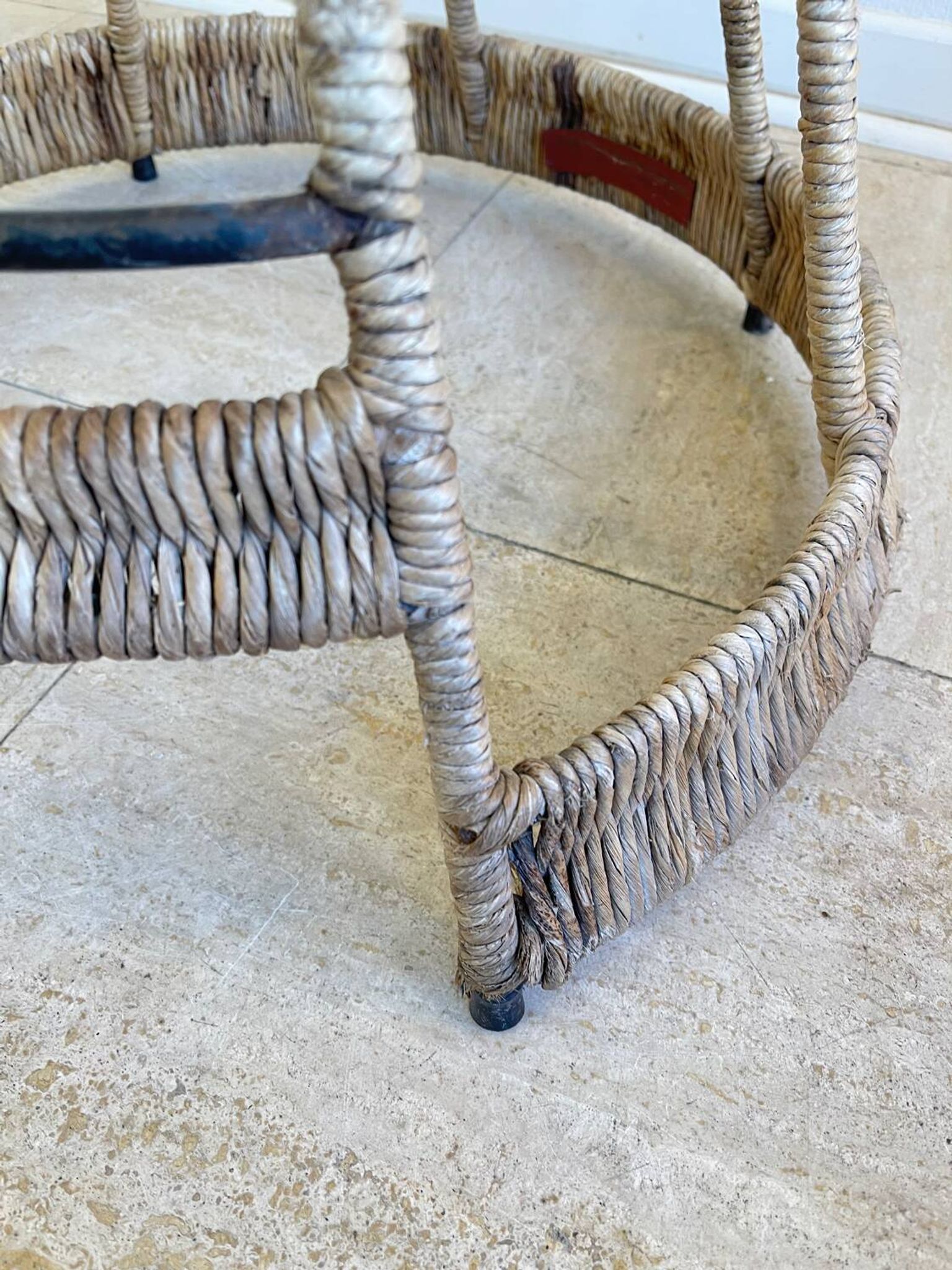 Paire Tabouret haut rotin – création Roger Coster, 1970