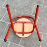 Vintage folding chair in red painted metal and wood