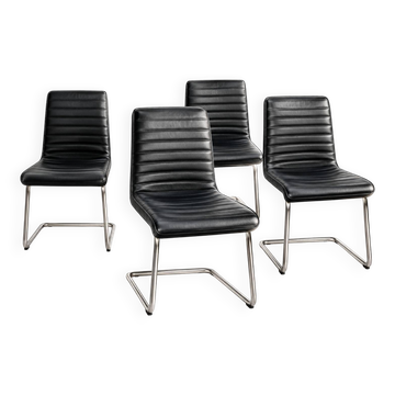 Chaises  en cuir noir  - eurosit france
