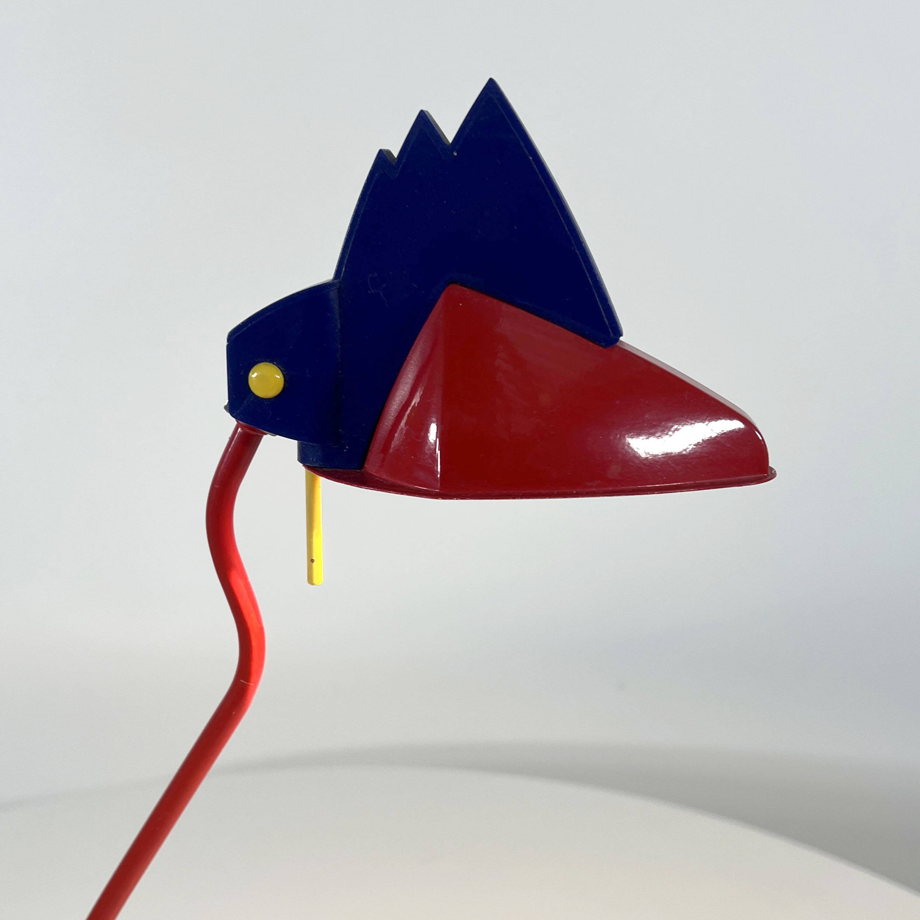 Lampe de bureau toucan bleu et rouge de brilliant leuchten Germany, 1980