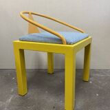 Postmodern Memphis chair in yellow and blue, Michele de Luchi style