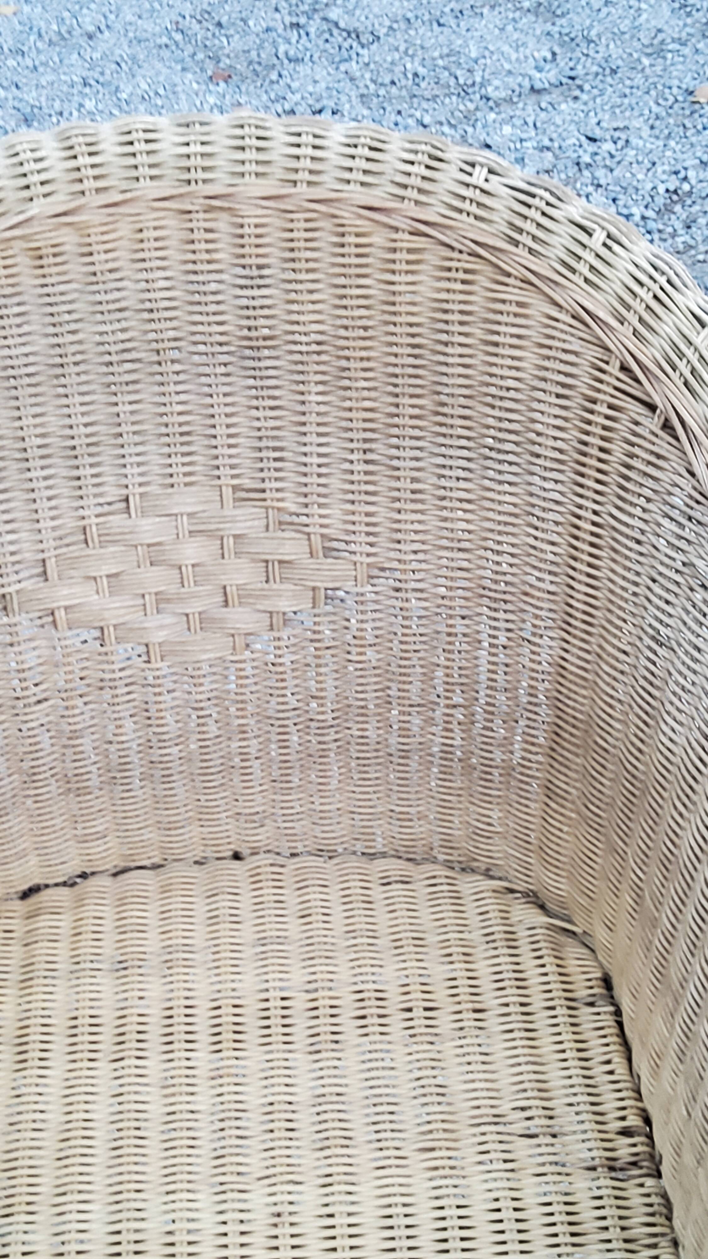 Pair of armchairs and bench in rattan and bamboo from the 60s/70s