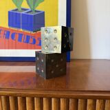 Pair of brass dice-shaped paperweights / bookends, Italy 1970s
