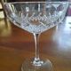 Set of 12 cut glass champagne glasses monogrammed EB.