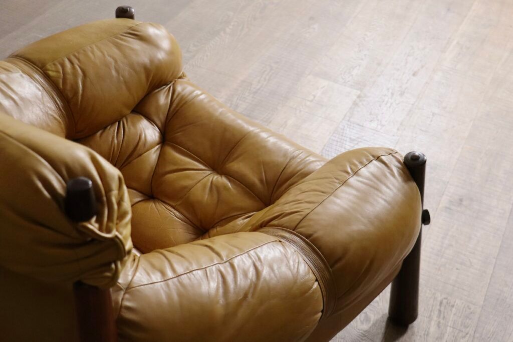 Percival Lafer MP-81 lounge chair in yellow leather, Brazil 1970s