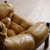Percival Lafer MP-81 lounge chair in yellow leather, Brazil 1970s