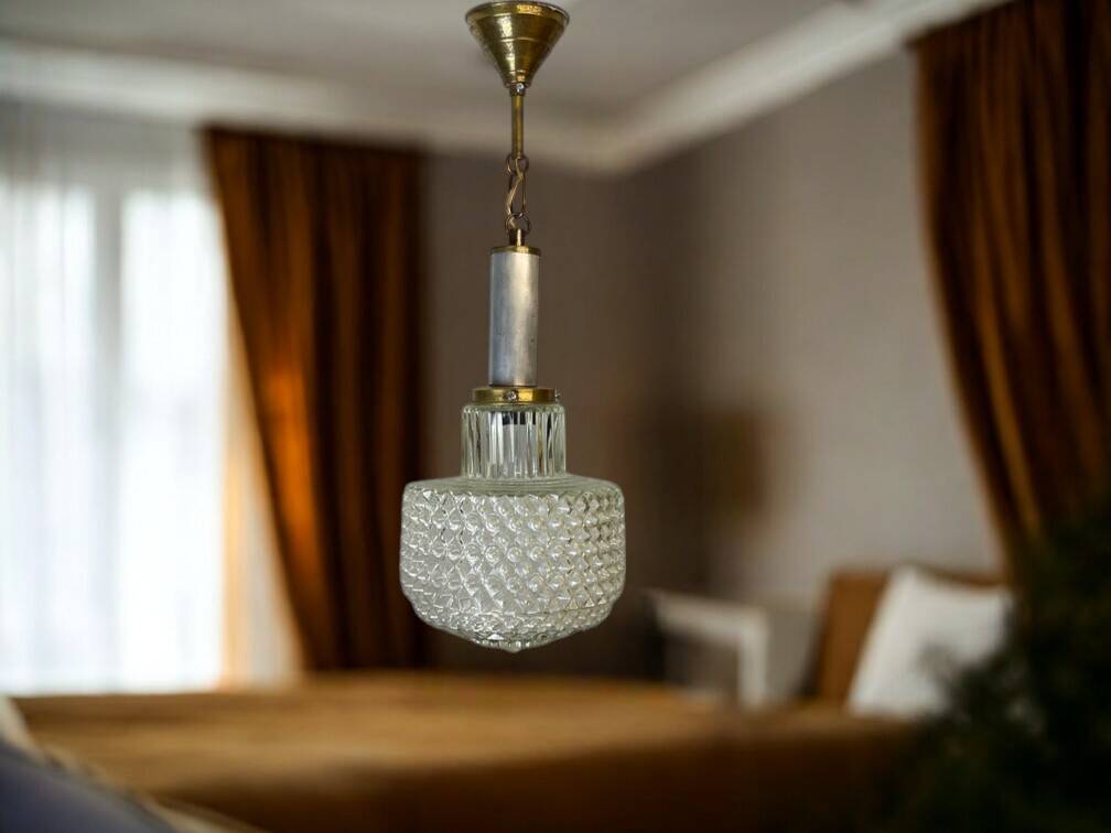 Small hobnail glass hanging lamp