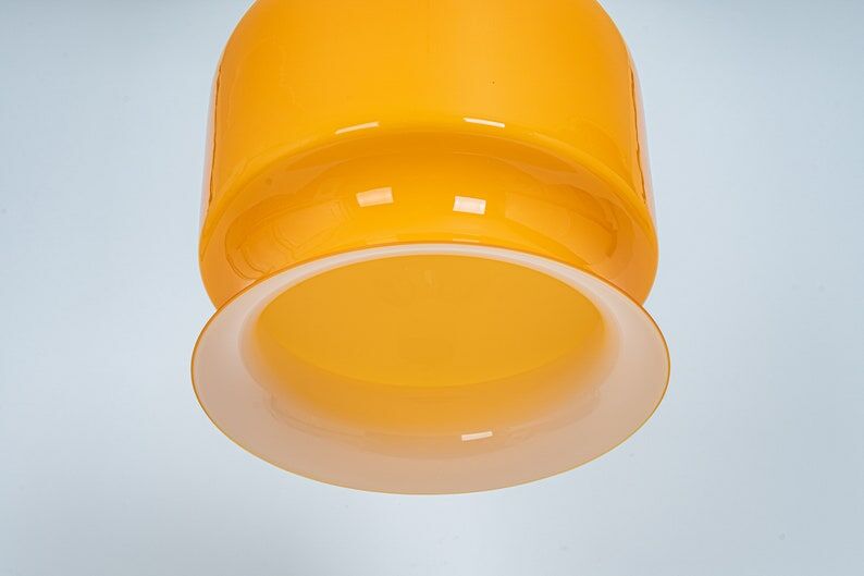 Yellow glass pendant lamp Peill & Putzler Germany 1970s