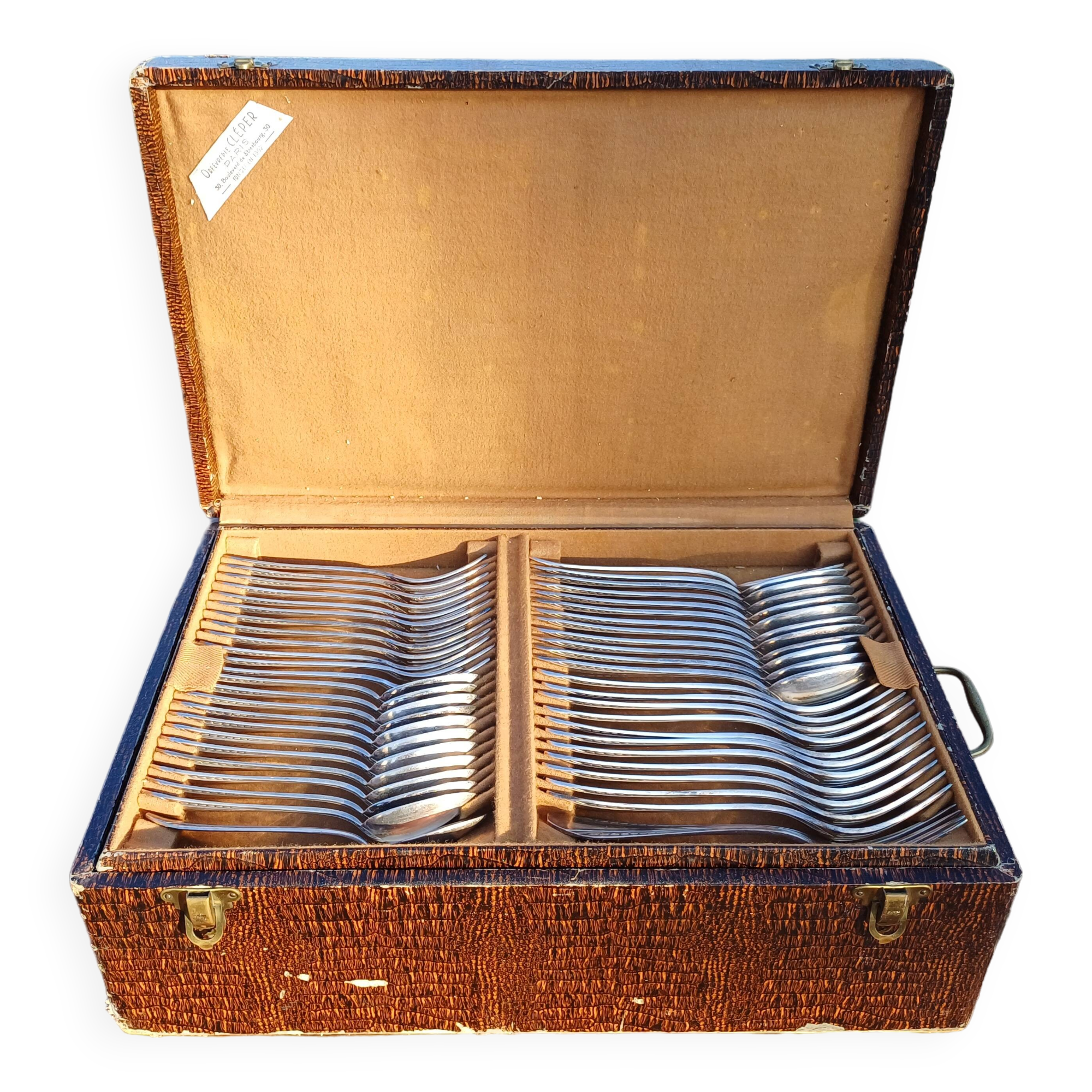 Silver Metal Cutlery Set Goldsmith Cleper Paris 1902