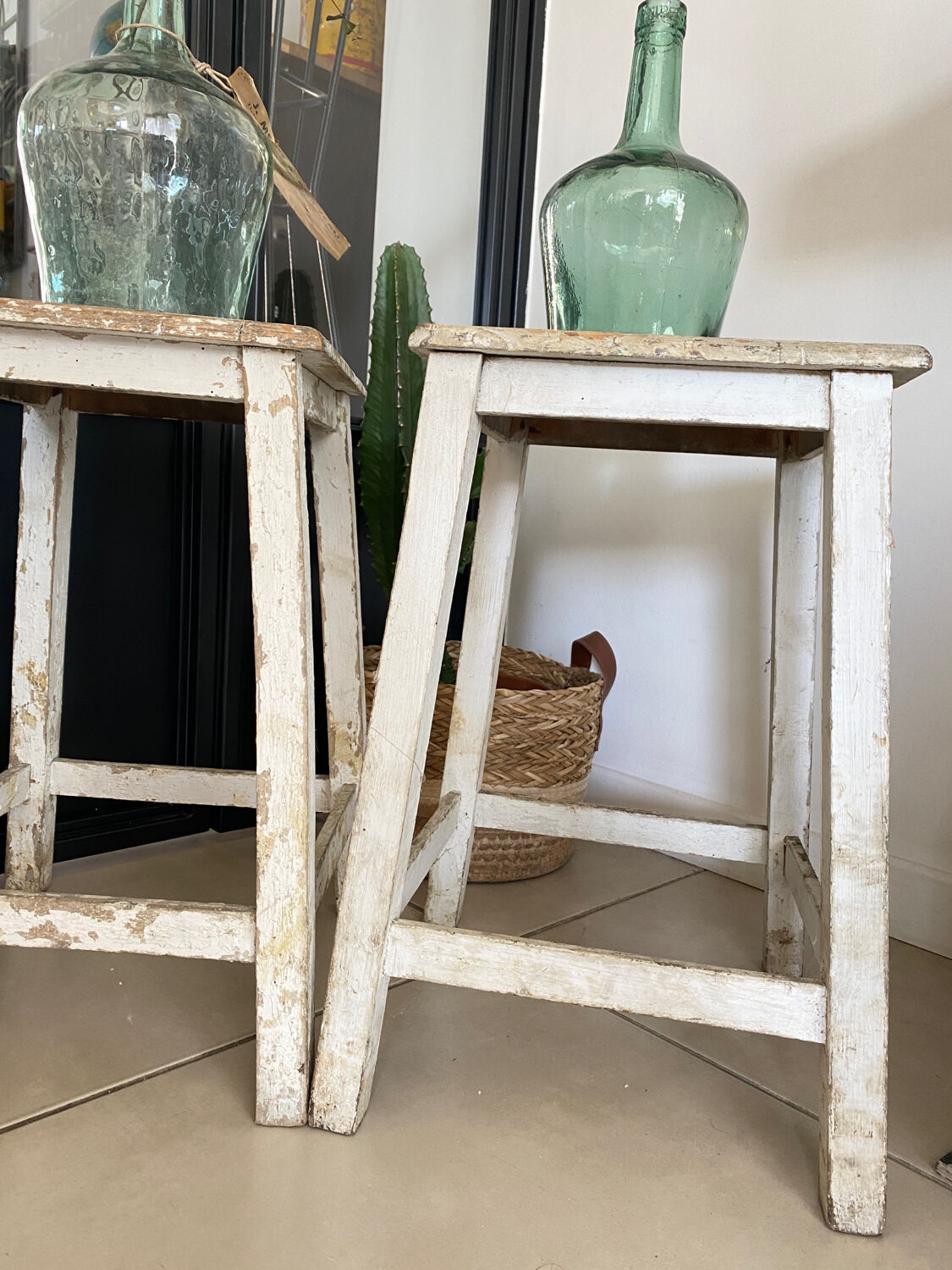 Old wooden painter's stools