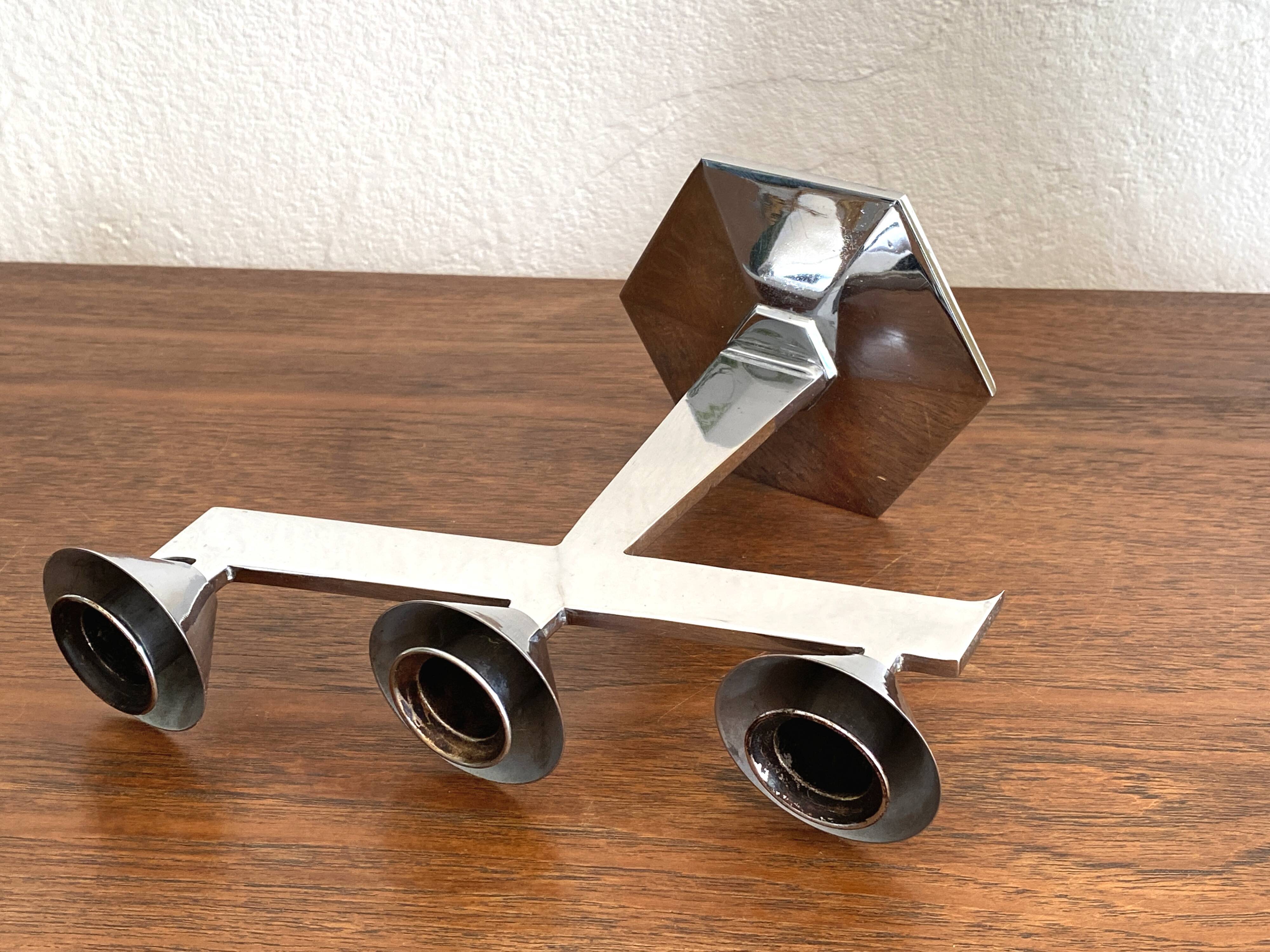 Pair of antique chrome candlesticks from the Art Deco period - in beautiful condition.